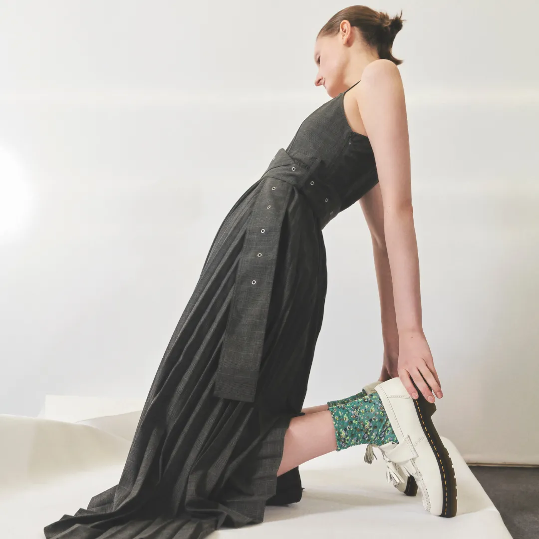 021132479 Sheer Lamé Mosaic Flower Low Crew Socks