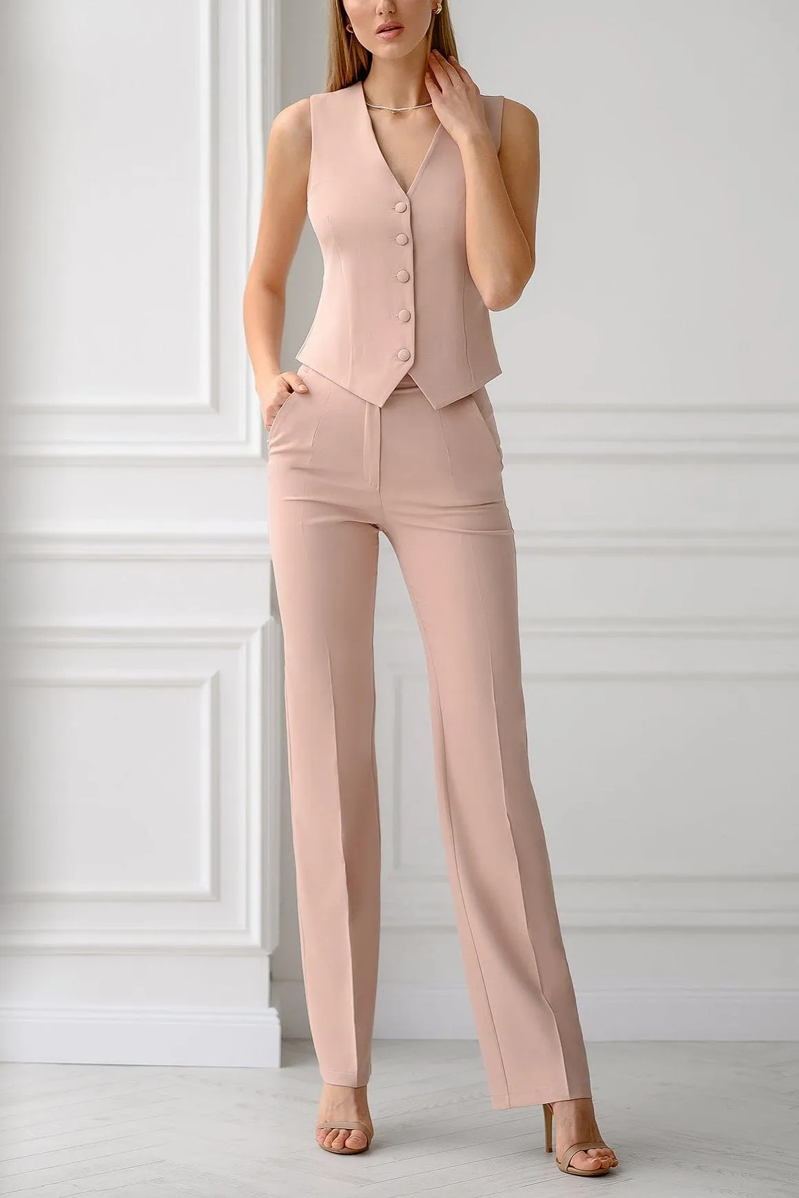 3 Piece Peak Lapel Single Double Slim Fit Women Suit (Blazer Vest Pants)