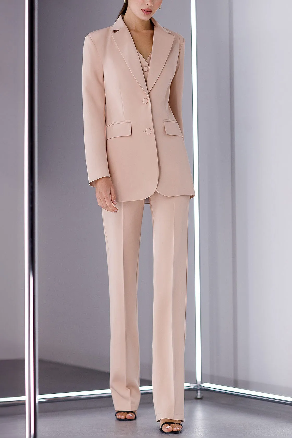 3 Piece Peak Lapel Single Double Slim Fit Women Suit (Blazer Vest Pants)