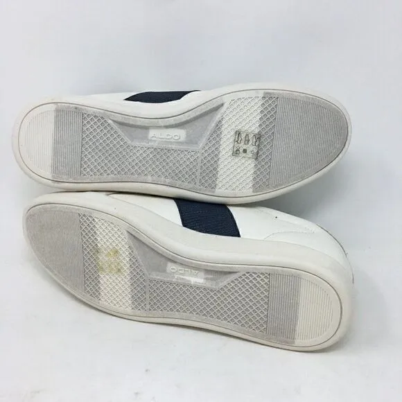 Aldo Men's Sneakers White Blue Size 8.5 Cloverhill Lace up Neoprene Sock Opening