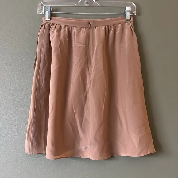 Amanda Uprichard Gold Tan Ruffle Tiered Mini 100% Silk Skirt Sz P XS 0-2