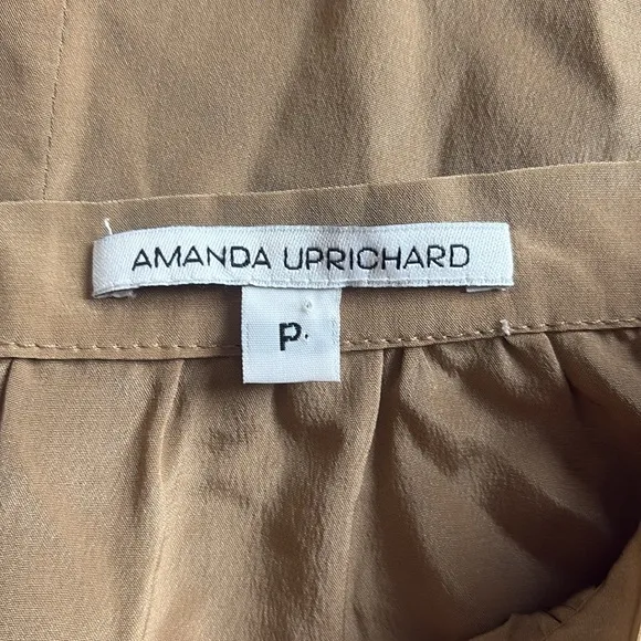 Amanda Uprichard Gold Tan Ruffle Tiered Mini 100% Silk Skirt Sz P XS 0-2