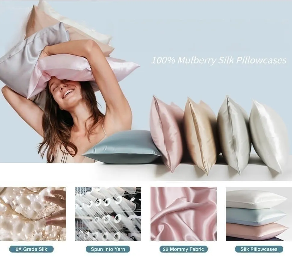 Anyhouz Pillowcase 51x66cm Green Natural Mulberry Silk For Comfortable And Relaxing Home Bed - Standard Size