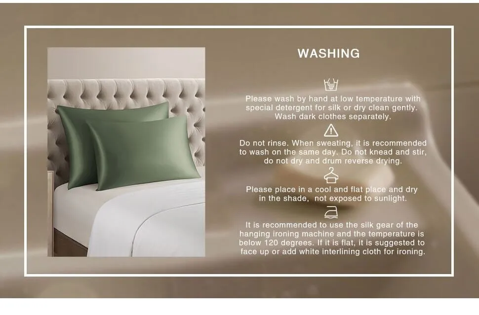 Anyhouz Pillowcase 51x66cm Green Natural Mulberry Silk For Comfortable And Relaxing Home Bed - Standard Size