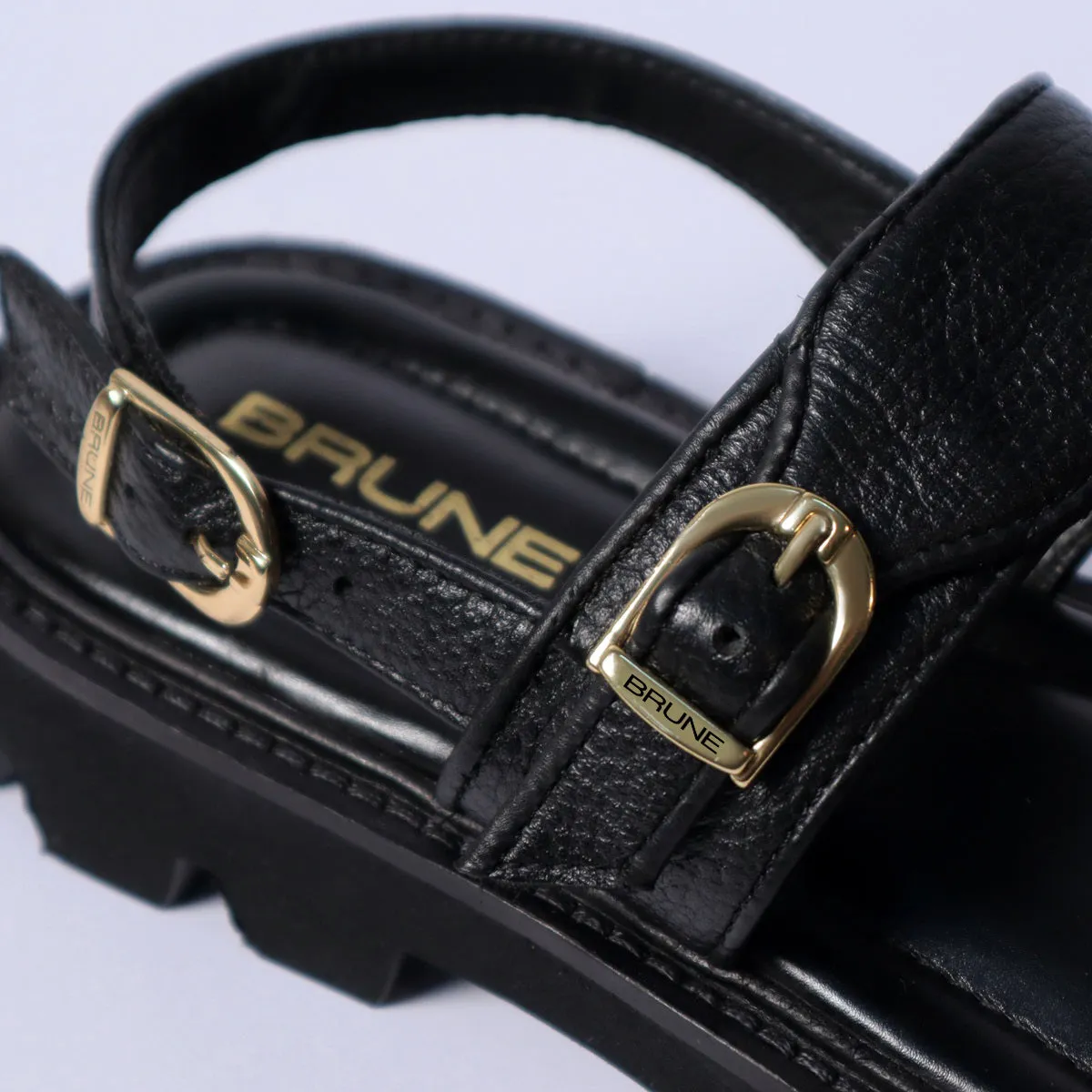 Black Sandal With Golden Finish Chain Embellished