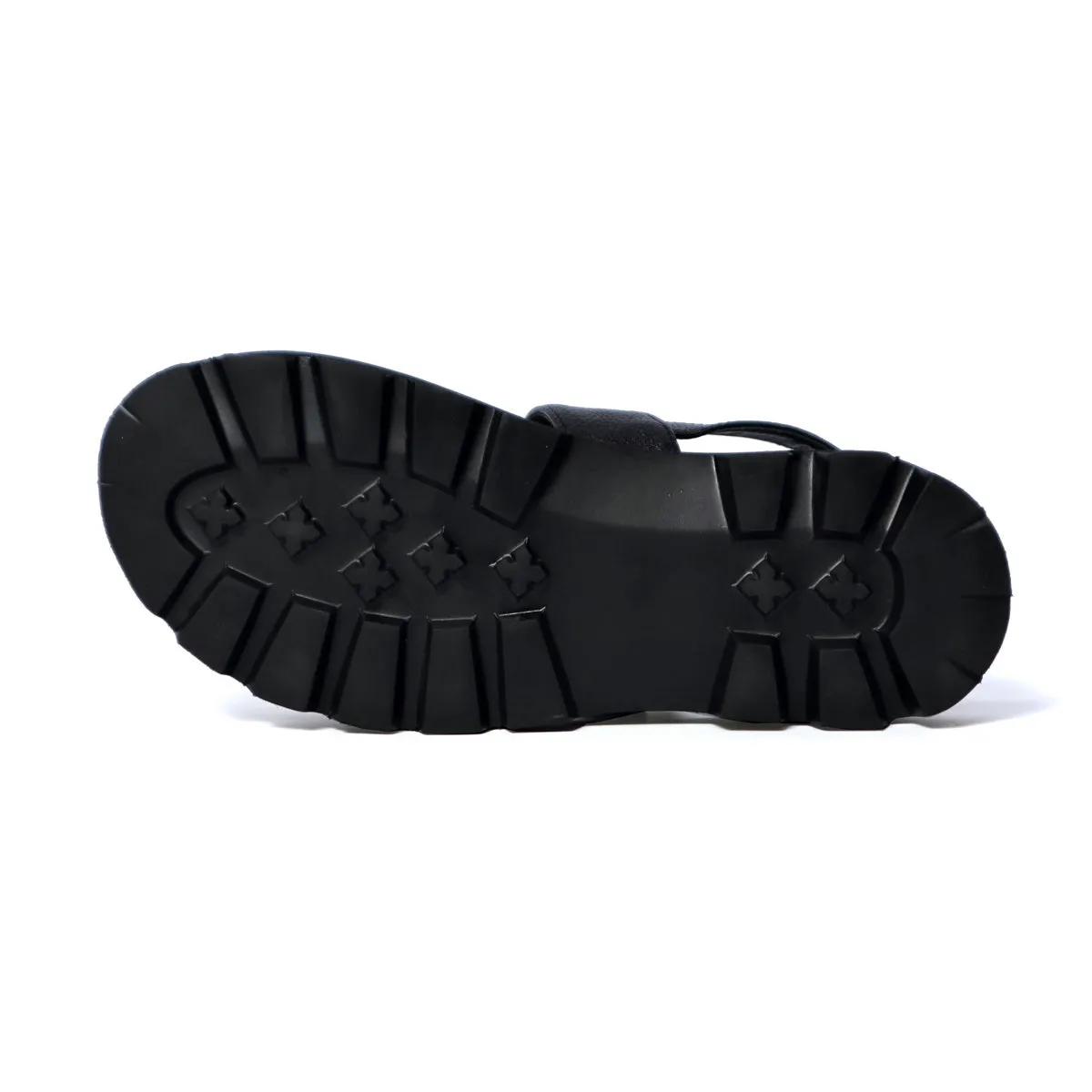 Black Sandal With Golden Finish Chain Embellished
