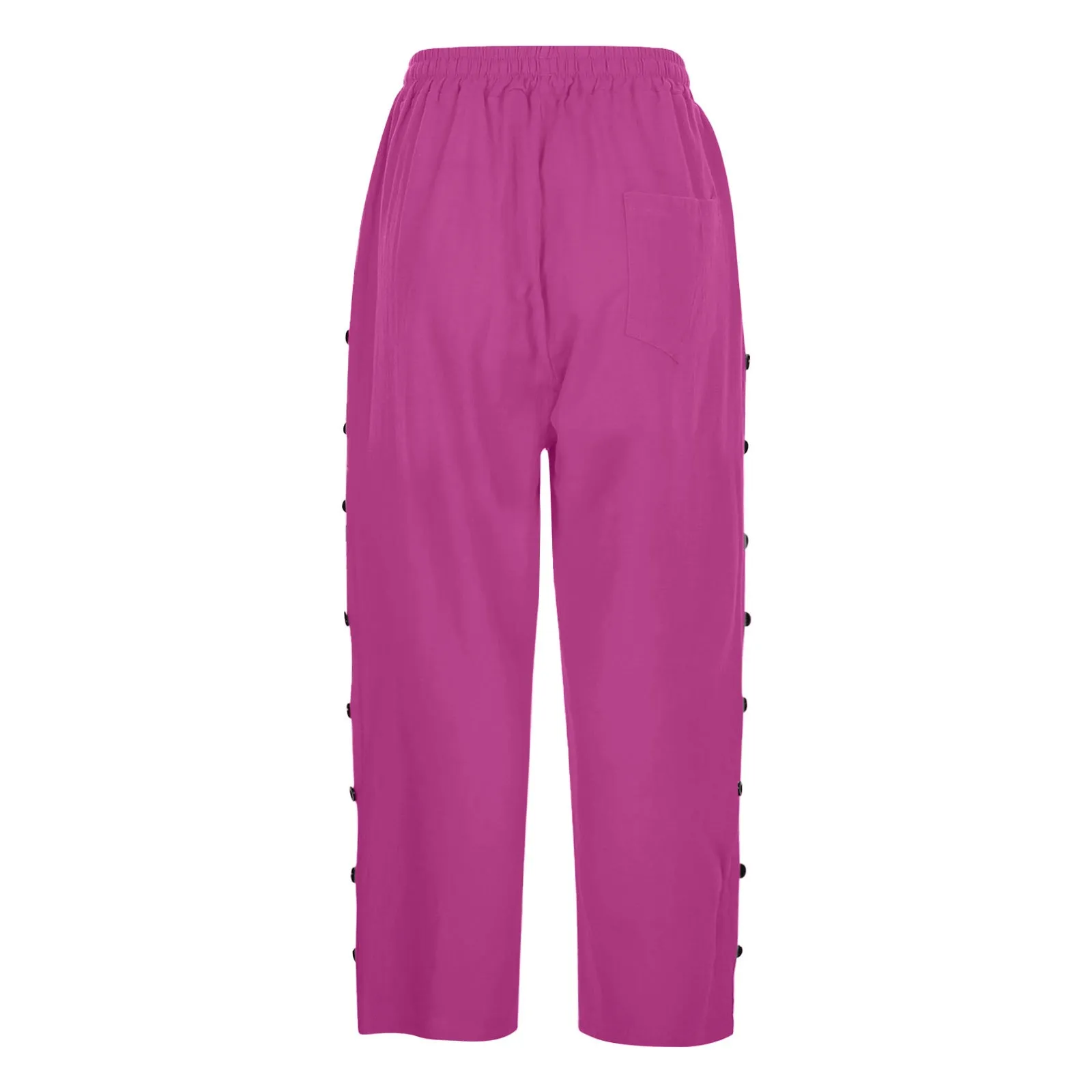 Casual Patchwork Button Cropped Pants For Women