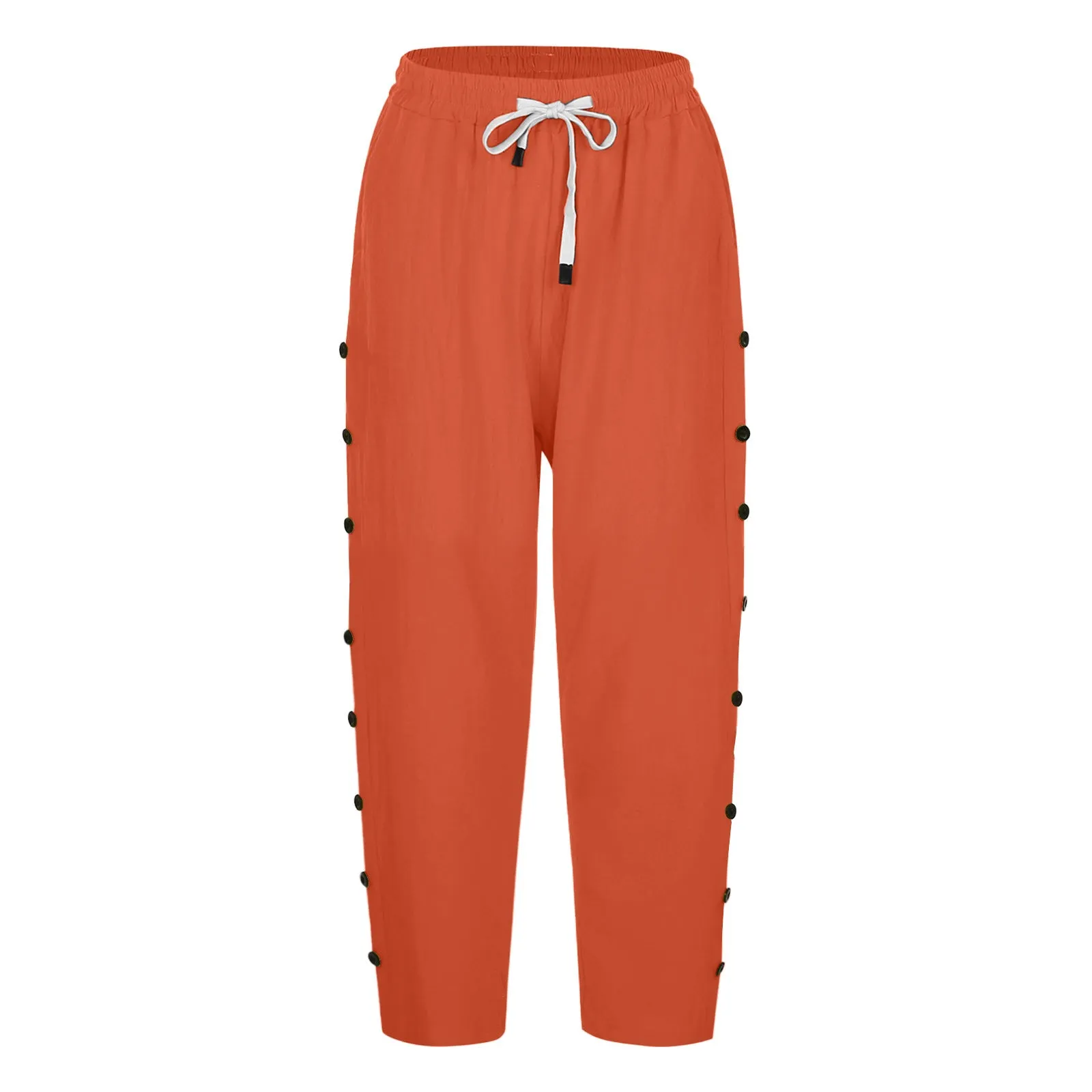 Casual Patchwork Button Cropped Pants For Women