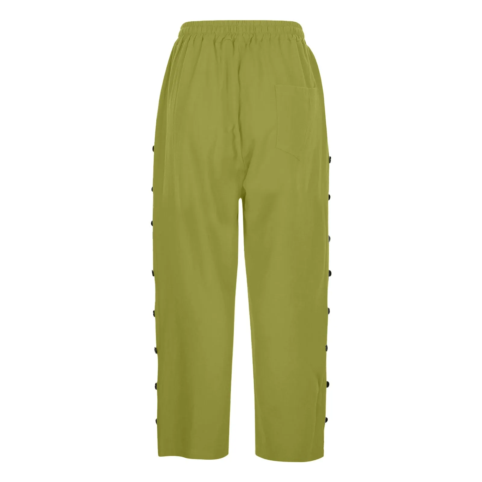 Casual Patchwork Button Cropped Pants For Women