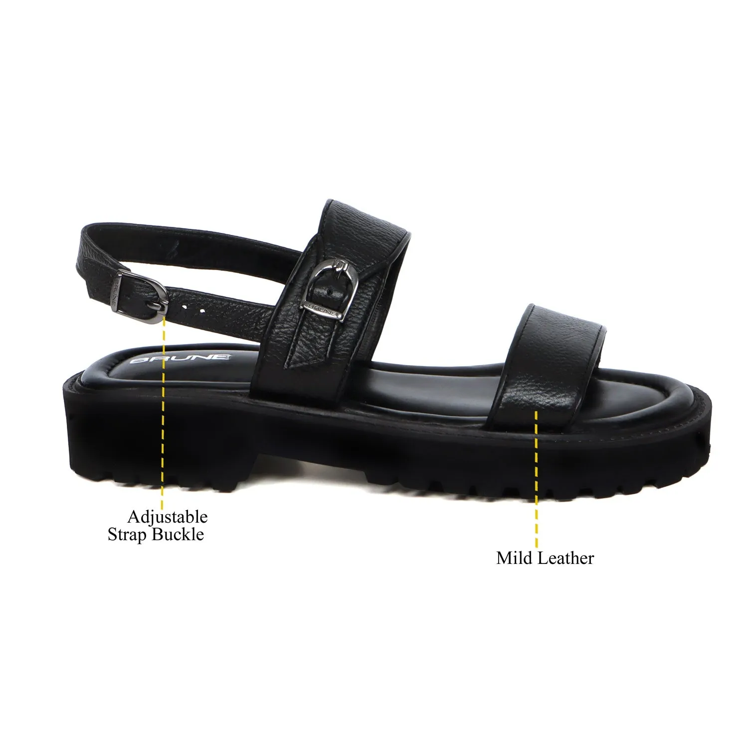 Chunky Men's Sandal with Buckle In Black Leather