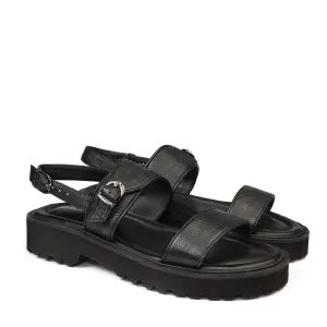 Chunky Men's Sandal with Buckle In Black Leather