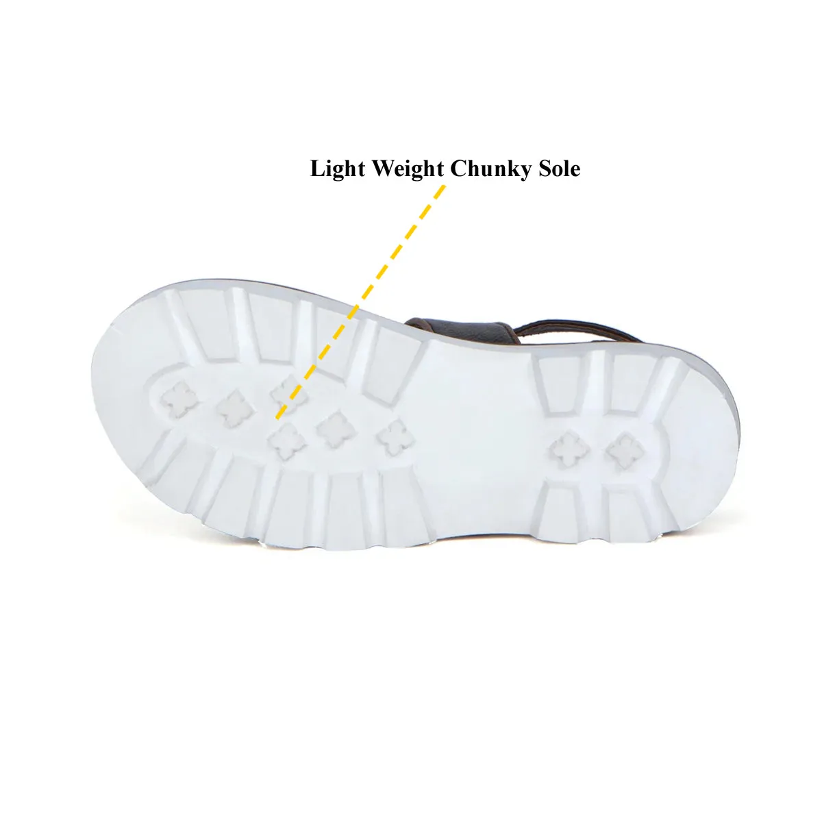 Chunky White Sole Men's Sandal with Golden Finish Buckle In Leather