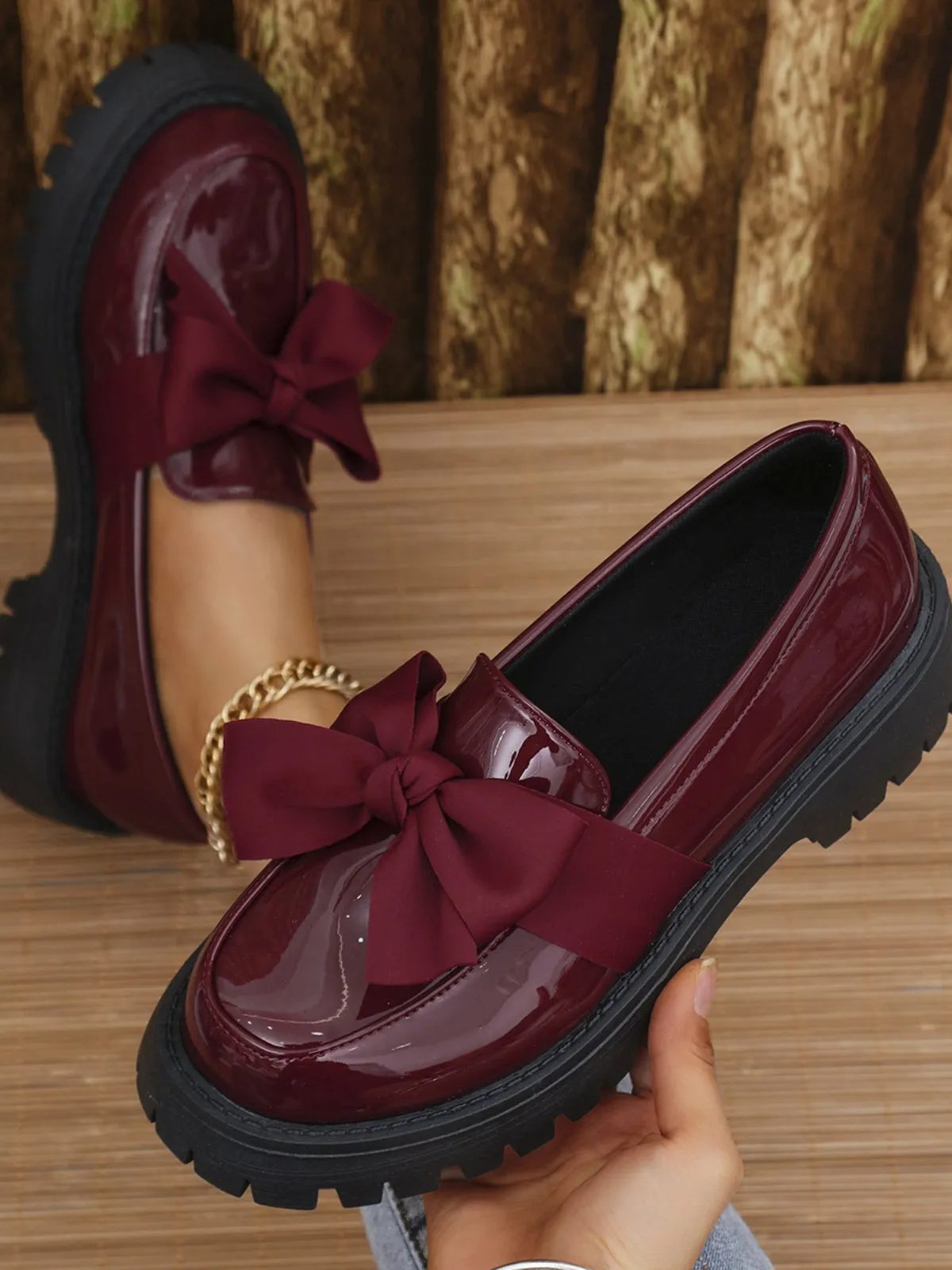 Clara Bow PU Leather Round Toe Loafers | 3 Colors | Poundton