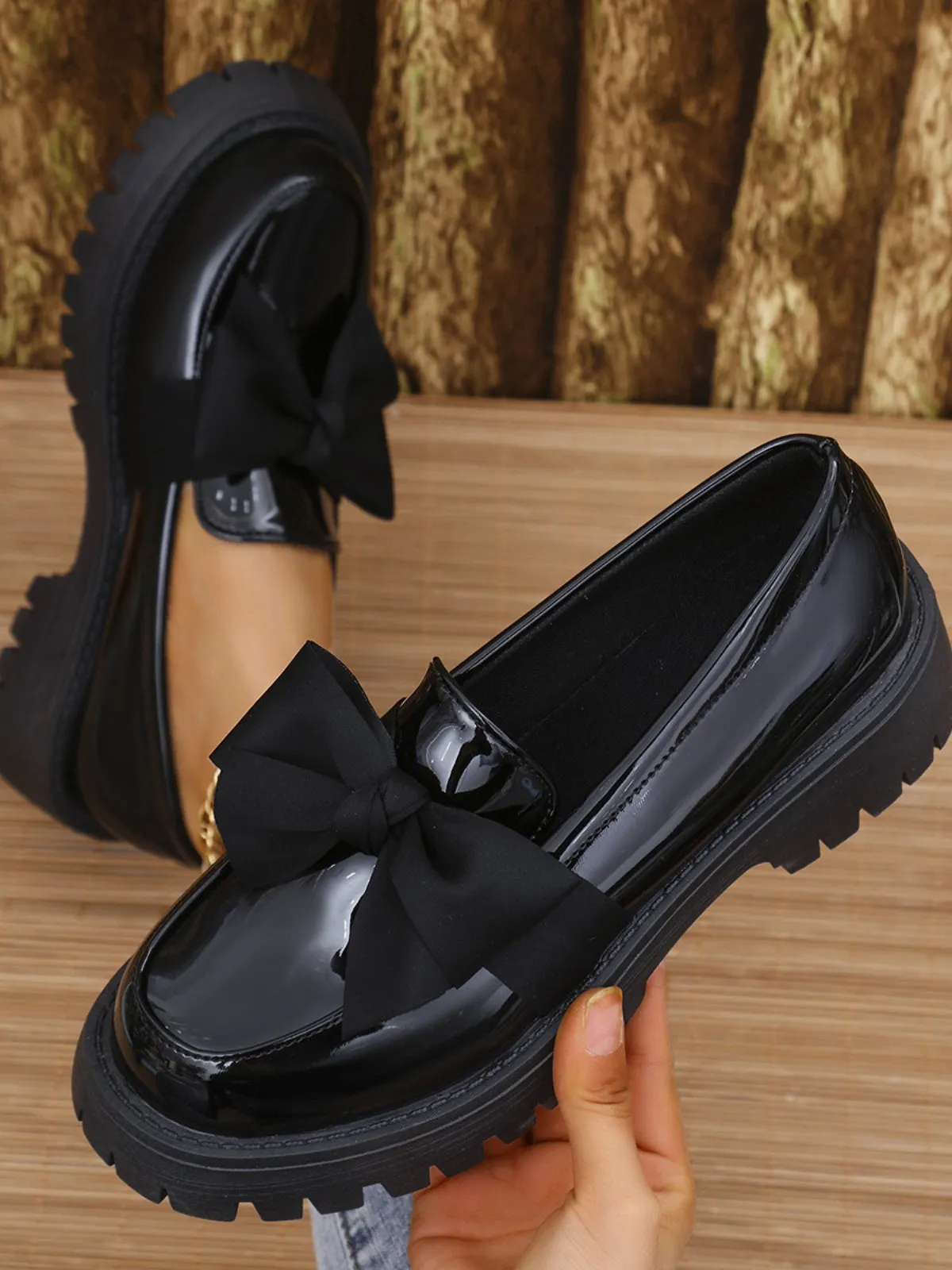 Clara Bow PU Leather Round Toe Loafers | 3 Colors | Poundton