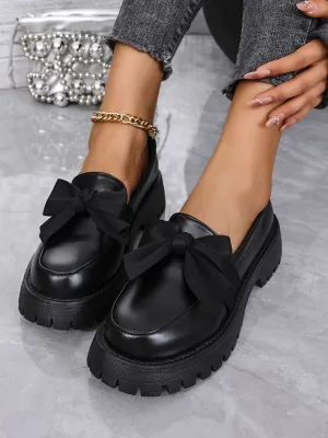 Clara Bow PU Leather Round Toe Loafers | 3 Colors | Poundton
