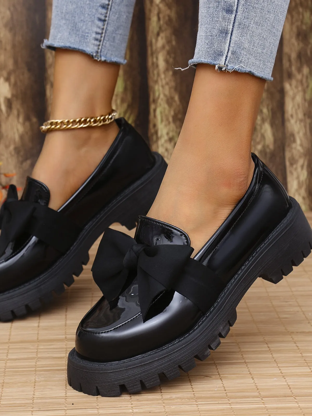 Clara Bow PU Leather Round Toe Loafers | 3 Colors | Poundton