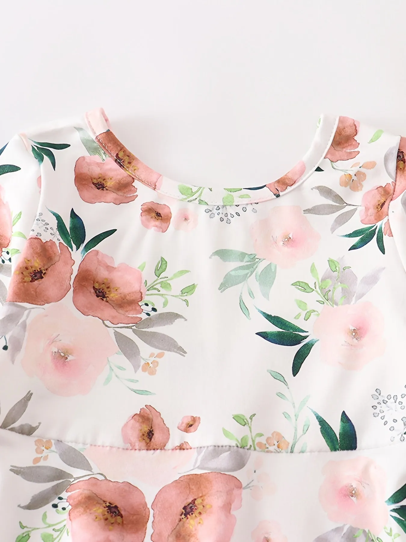 Crew Neck Long Sleeve Floral Print Dress