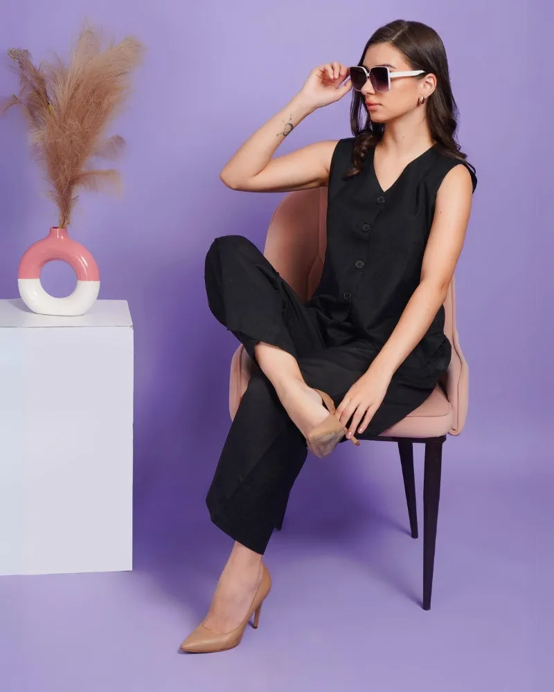 Ebony chic waistcoat co-ord set