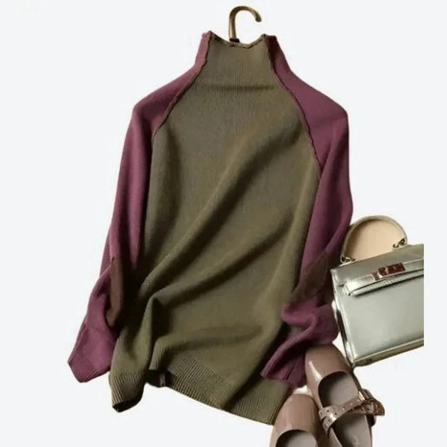 Elegant Contrast Knit Sweater Design