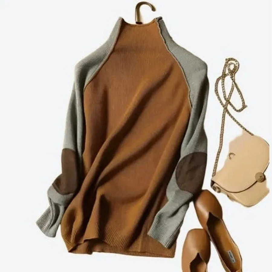 Elegant Contrast Knit Sweater Design