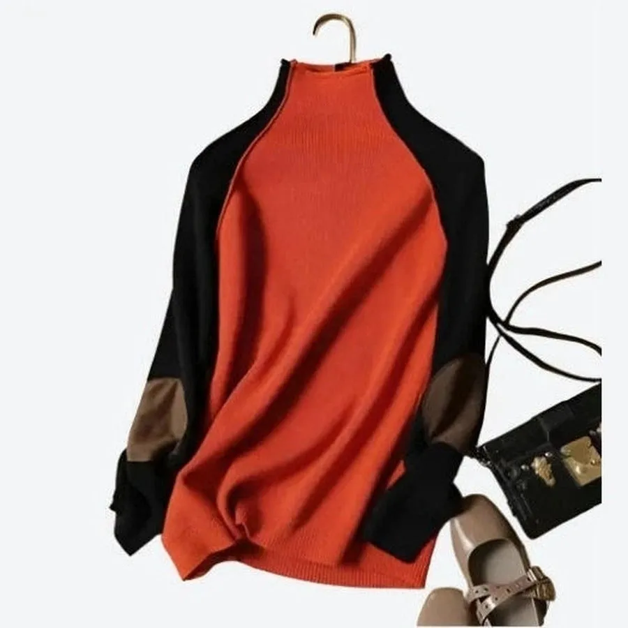 Elegant Contrast Knit Sweater Design