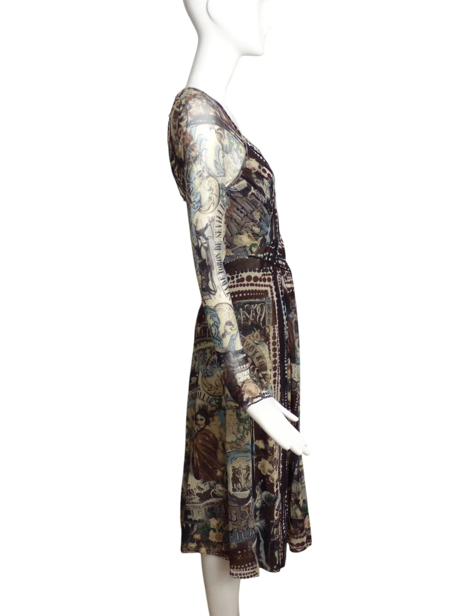 FUZZI- Multi Color Printed Mesh Dress, Size 8