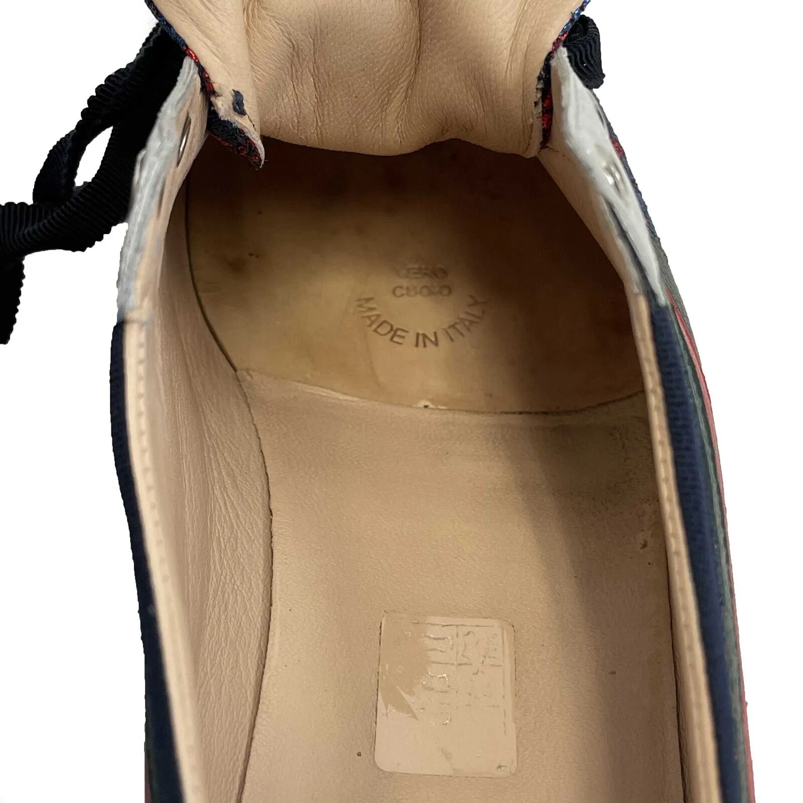 Gucci - Womens Multicolor Lace Up Lurex Fabric Leather Web Low Top Sneakers US 8