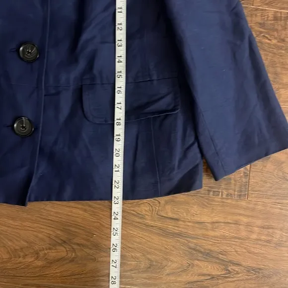 Kasper Navy Linen Blend Plus Size Blazer w/Large Buttons, Sz. 14.