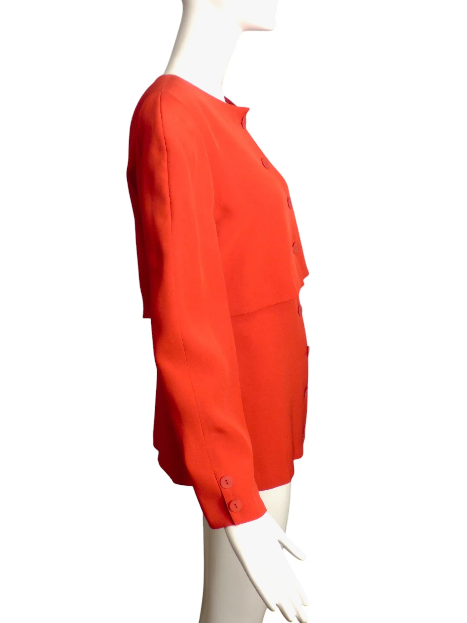 KRIZIA- 1980s Red Silk Blouse & Bolero, Size 8