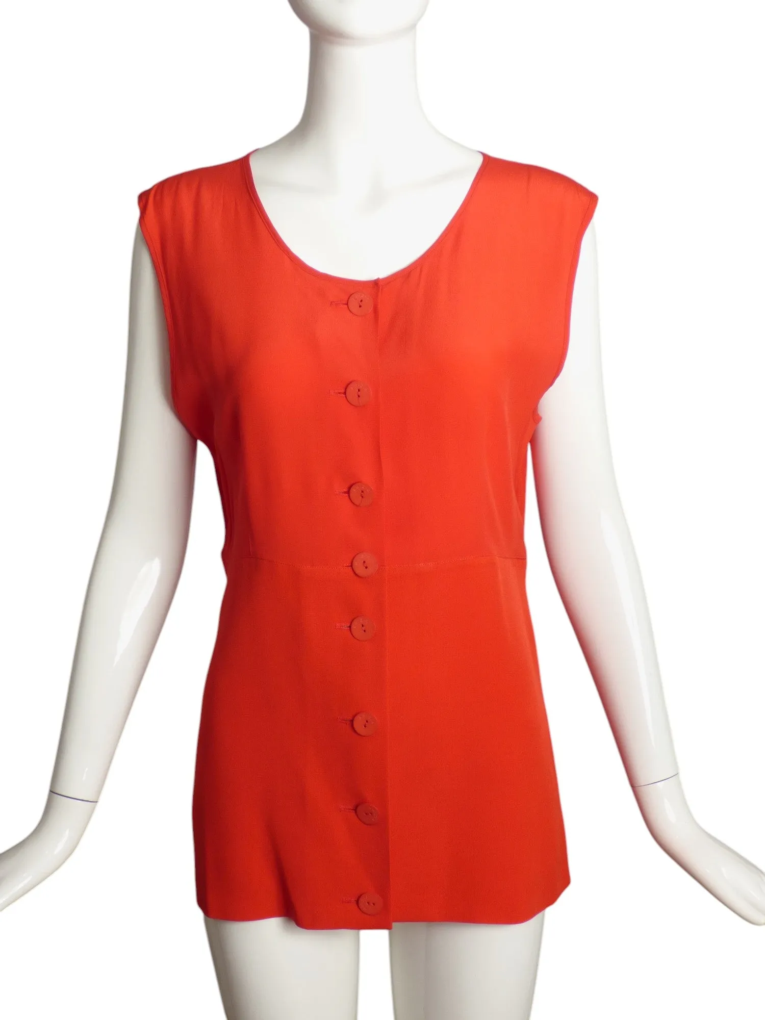 KRIZIA- 1980s Red Silk Blouse & Bolero, Size 8