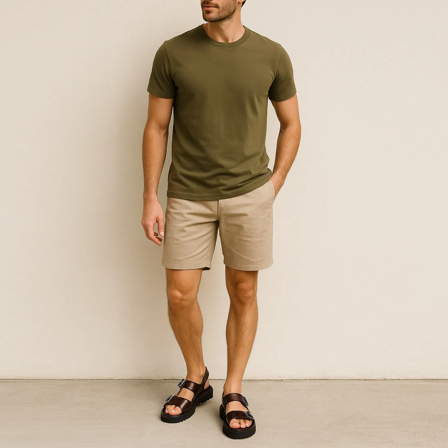Light Weight Chunky Sole Men's Sandal in Genuine Leather