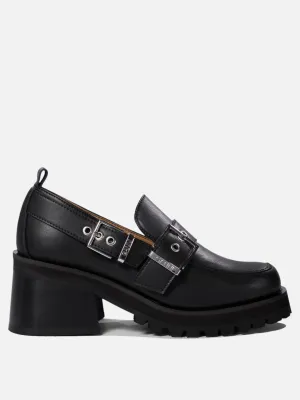 Loafers with platform and buckle