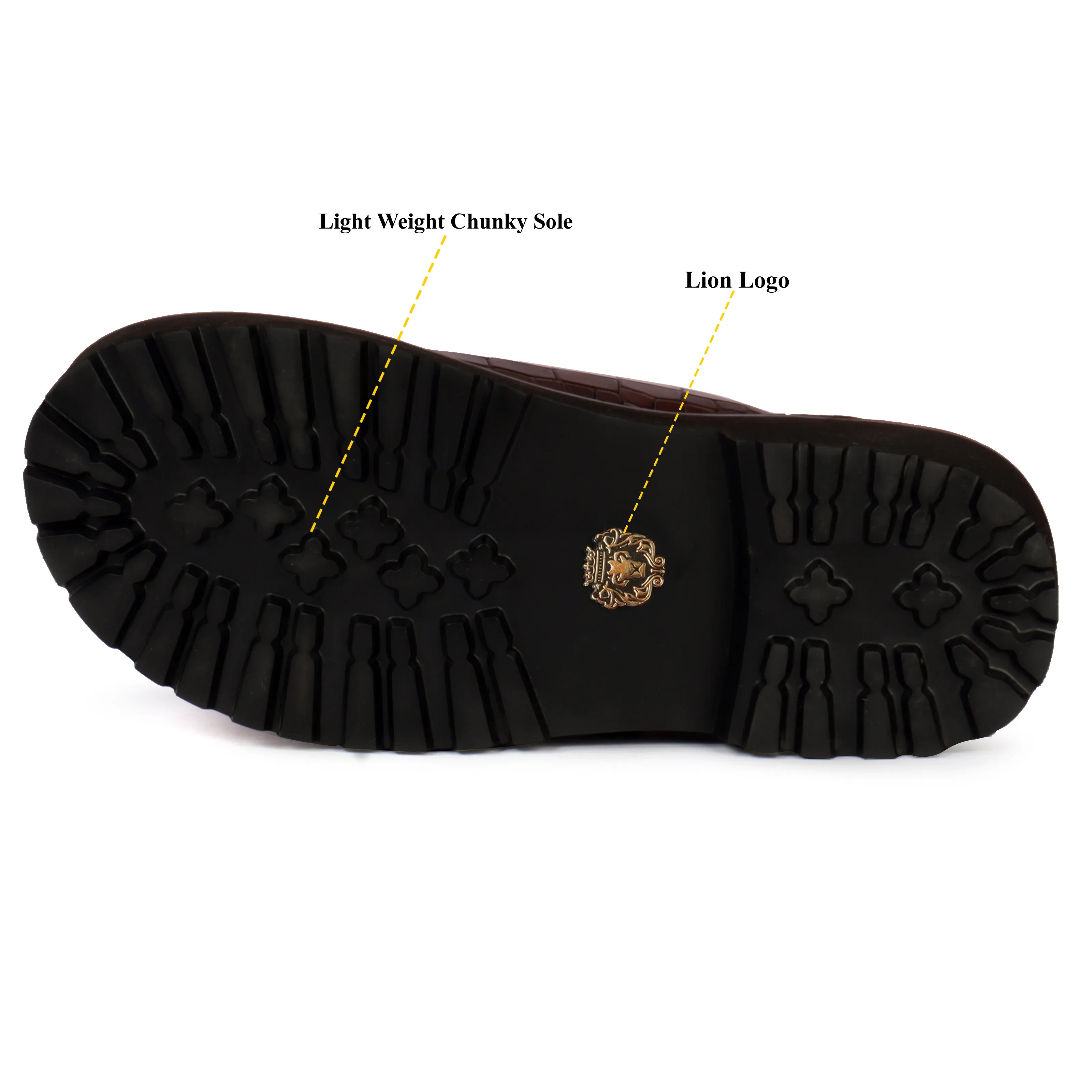 Men's chunky sole sandals in Dark Brown Deep Cut Leather