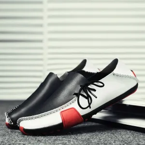 Men’s Colorblock Vegan Leather Loafers with Drawstring | Eco-Friendly Materials