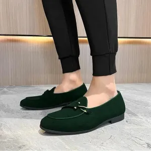 Men’s Elegant Suede Vegan Leather Loafers with Buckle | Eco-Friendly Materials