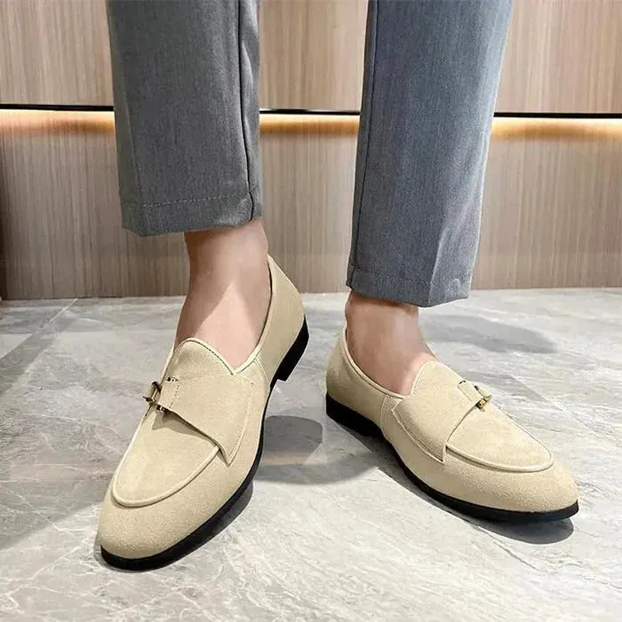 Men’s Elegant Suede Vegan Leather Loafers with Buckle | Eco-Friendly Materials