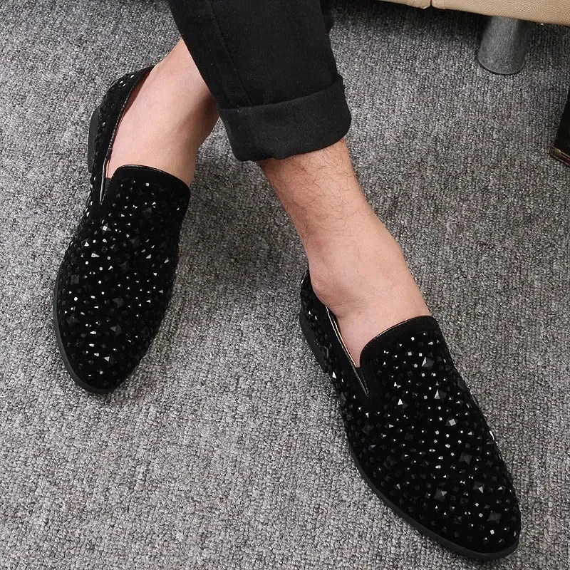 Men’s Stylish Black Sequin Loafers | Ideal for All Seasons