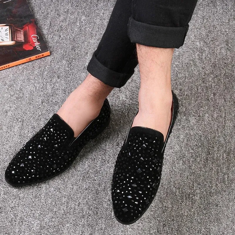Men’s Stylish Black Sequin Loafers | Ideal for All Seasons