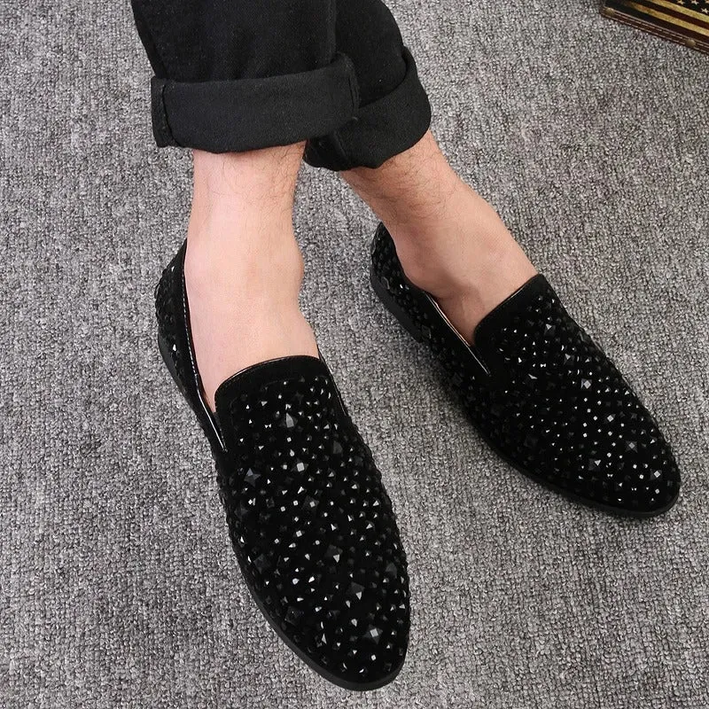 Men’s Stylish Black Sequin Loafers | Ideal for All Seasons