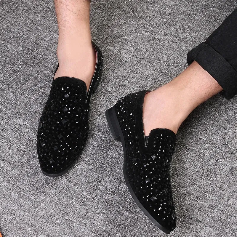 Men’s Stylish Black Sequin Loafers | Ideal for All Seasons