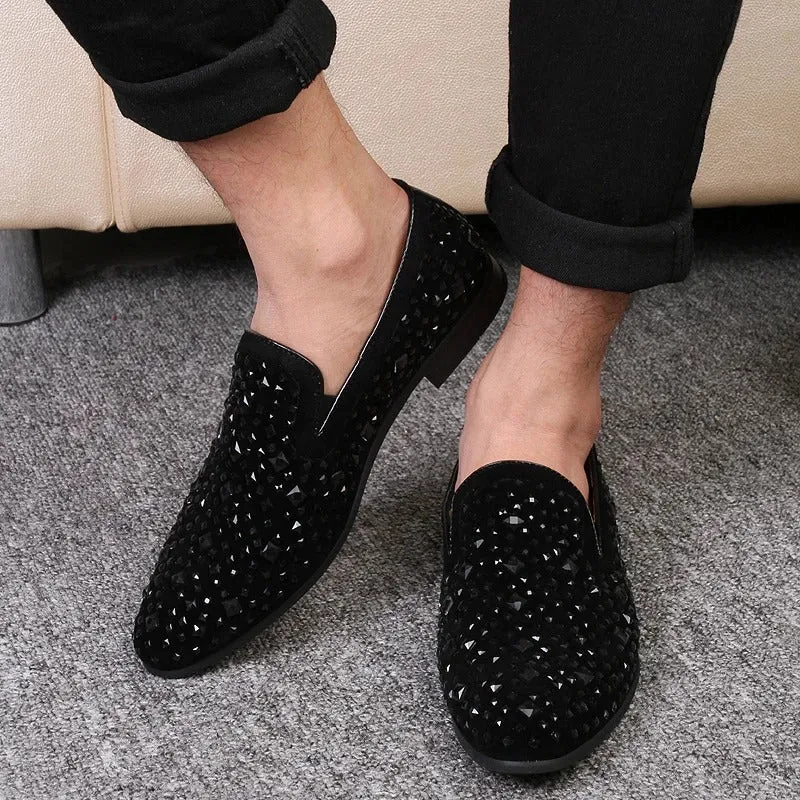 Men’s Stylish Black Sequin Loafers | Ideal for All Seasons