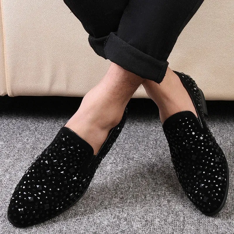 Men’s Stylish Black Sequin Loafers | Ideal for All Seasons
