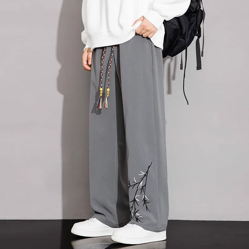 NASA-Inspired New Chinese-Style Embroidered Pants for Men | Spring & Fall Casual Trousers