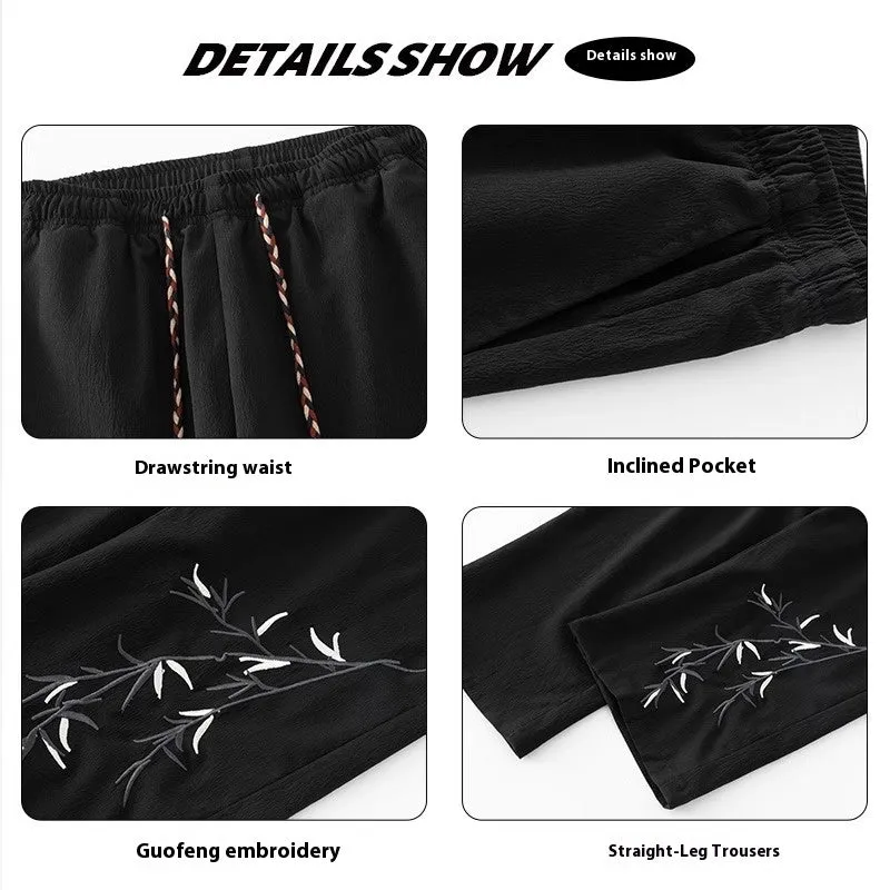 NASA-Inspired New Chinese-Style Embroidered Pants for Men | Spring & Fall Casual Trousers
