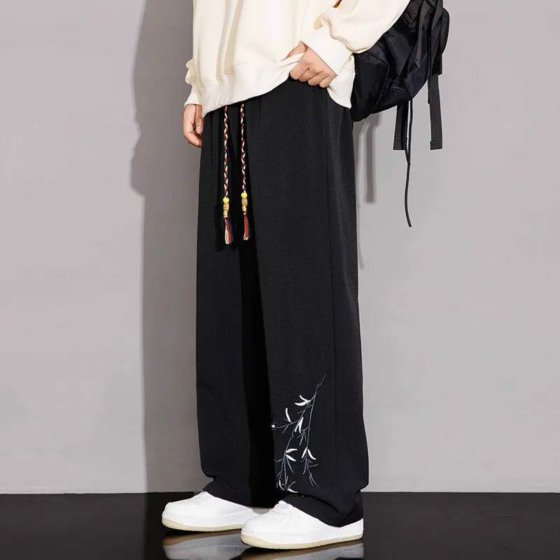 NASA-Inspired New Chinese-Style Embroidered Pants for Men | Spring & Fall Casual Trousers