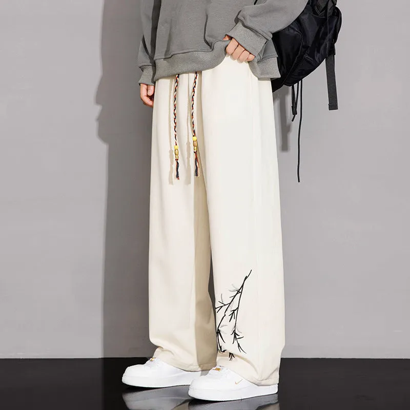 NASA-Inspired New Chinese-Style Embroidered Pants for Men | Spring & Fall Casual Trousers