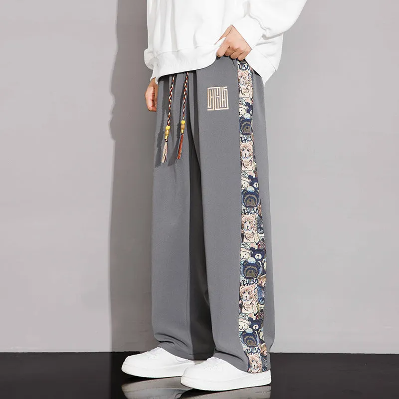 NASA-Inspired New Chinese-Style Embroidered Pants for Men | Spring & Fall Casual Trousers