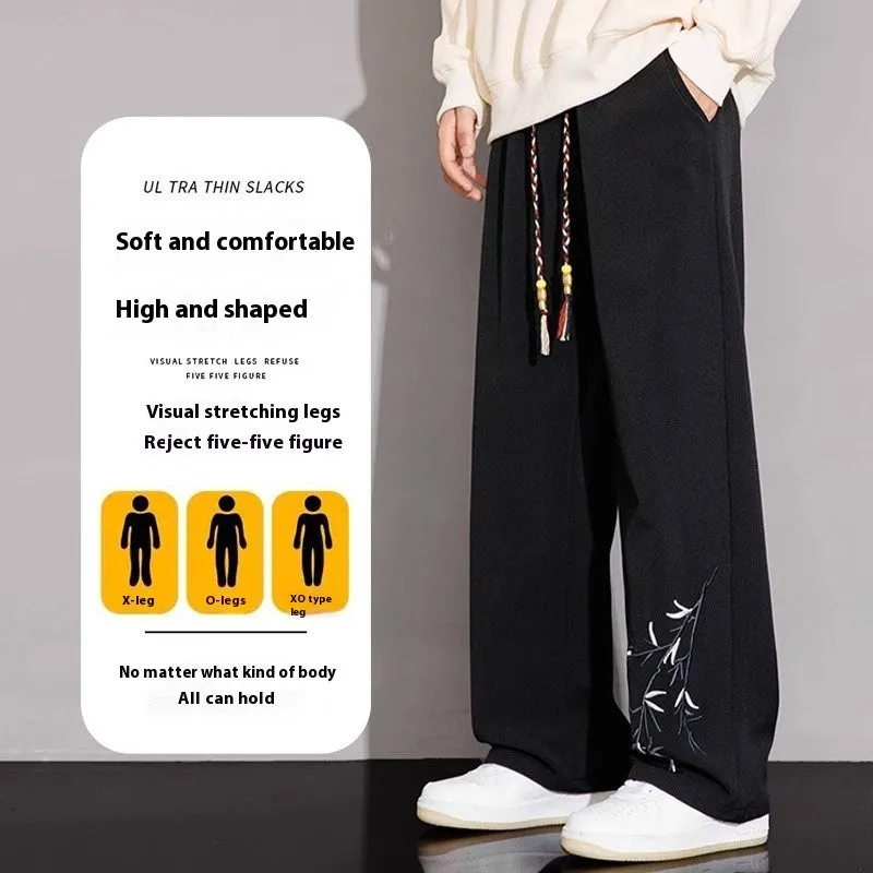 NASA-Inspired New Chinese-Style Embroidered Pants for Men | Spring & Fall Casual Trousers