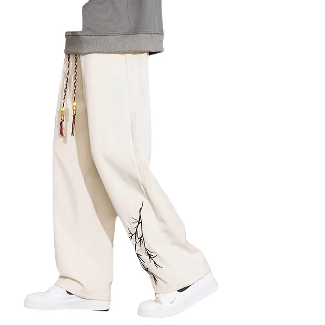 NASA-Inspired New Chinese-Style Embroidered Pants for Men | Spring & Fall Casual Trousers