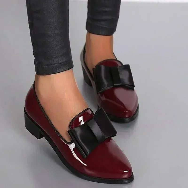 Parisienne Charm Leather Bow Flats